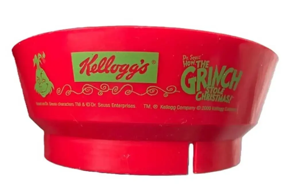 RARE Vintage 2000 Kellogg's Grinch Bowl & Spoon 